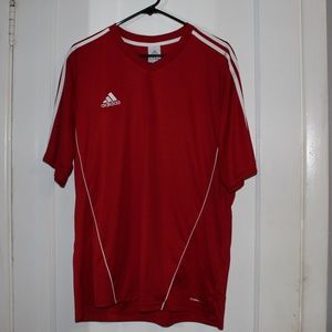 Adidas Red Clima-Lite Classic Stripe Short Sleeve